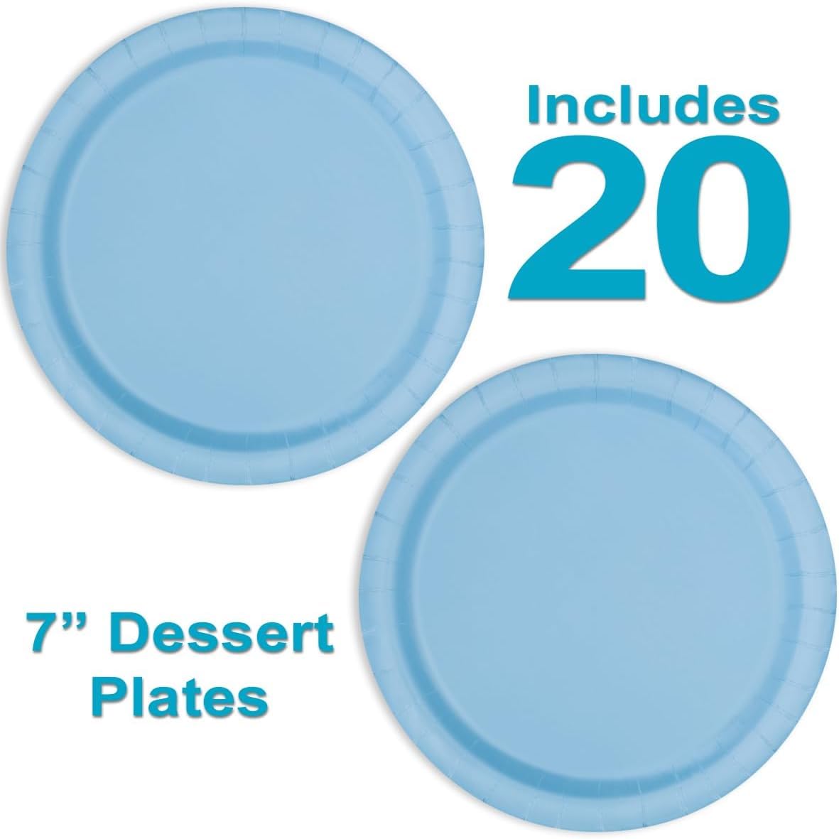 Heavy Duty Teal Paper Plate Party Supplies Bundle 9" Dinner plate, 7" Dessert Plates And Napkins, 56 Piece Disposable Paper Party Plate Set