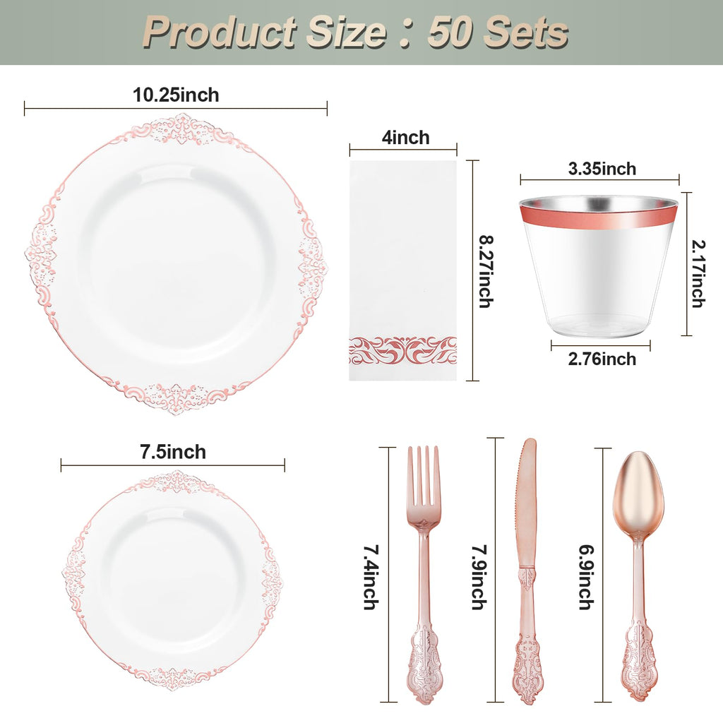 Bestluck 175PC Disposable Clear Plastic Complete Dinner Set for 25 Guests