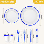 Goodluck 350 Pcs Clear Plastic Plates with Colored Rim,