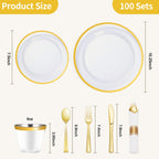 Goodluck 350 Pcs Clear Plastic Plates with Colored Rim,