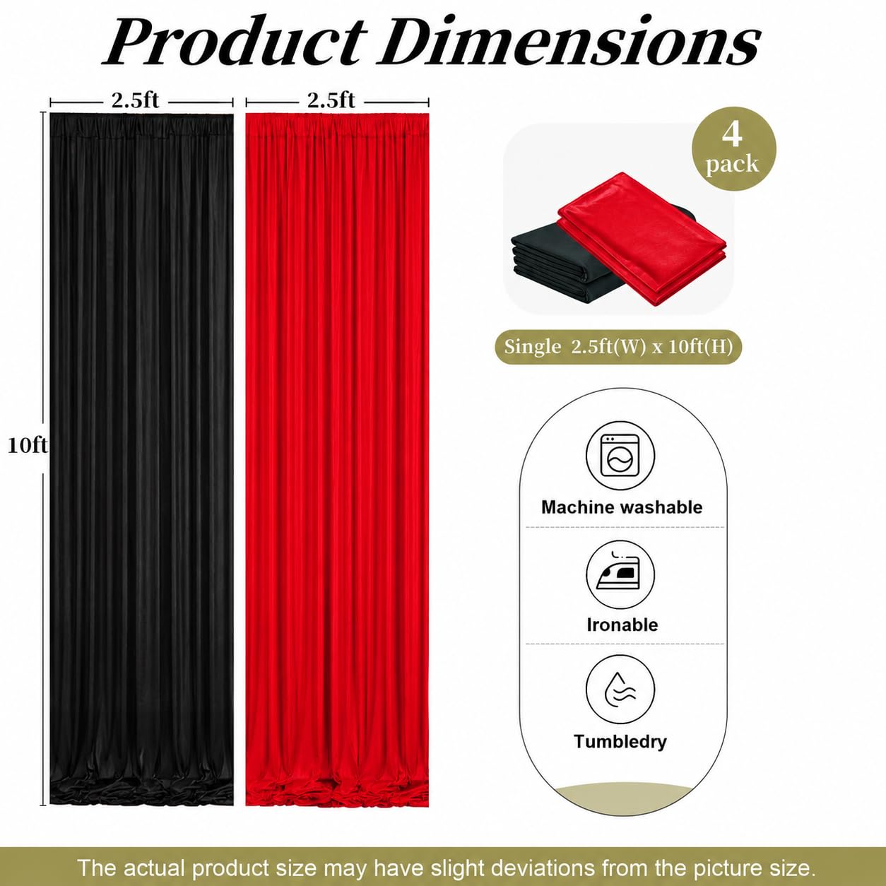 10ft x 15ft Wrinkle Free Photography Backdrop Drapes, 6 Panels