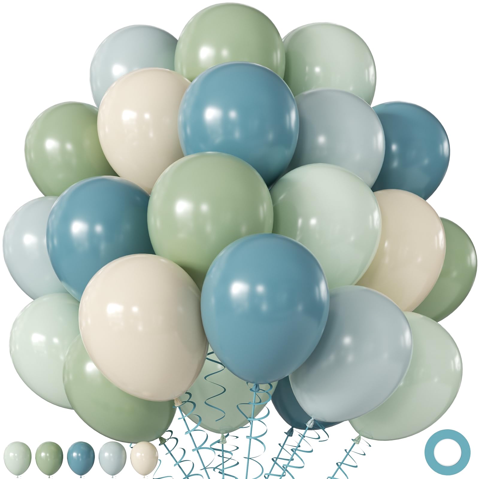 60Pc 12Inch Navy Blue, White and Gold Balloons with Metallic Gold Confetti Balloon