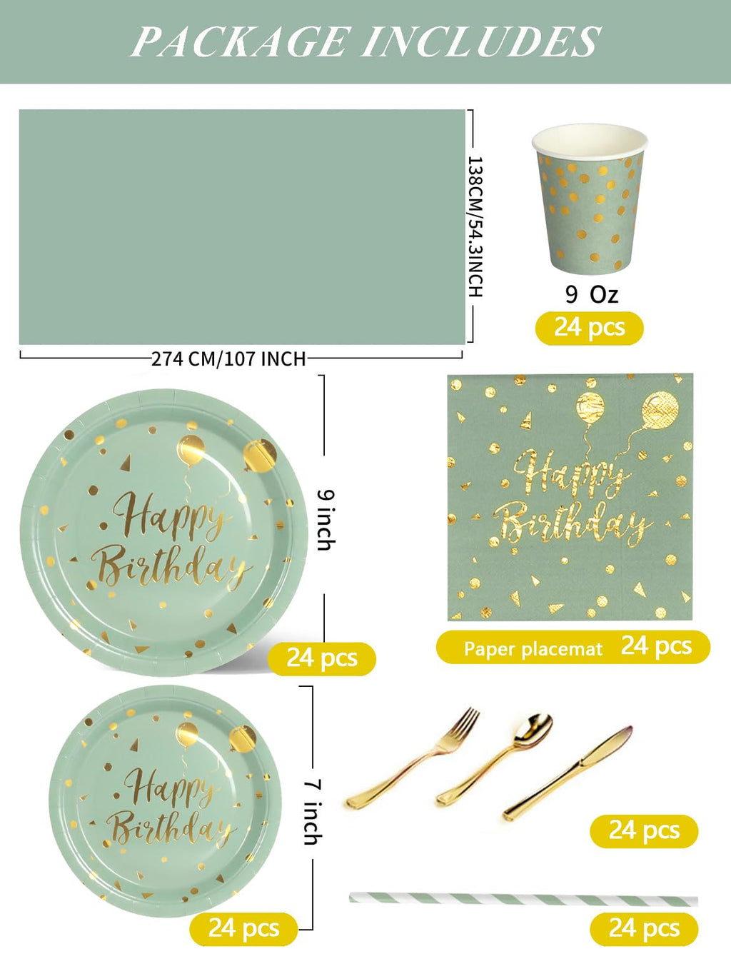 Nkaiso 161 Pcs Purple Gold Birthday Plates and Napkins Set -20 Serves | Party Supplies Set with Paper Plates Cups Napkins & Silverware, for Birthday Party Decorations