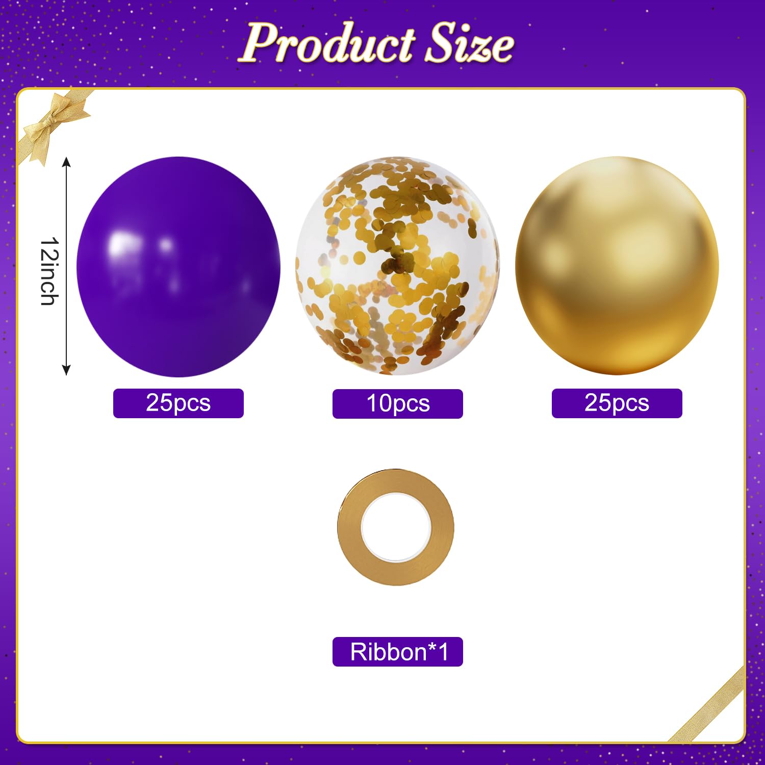 60Pc 12Inch Navy Blue, White and Gold Balloons with Metallic Gold Confetti Balloon