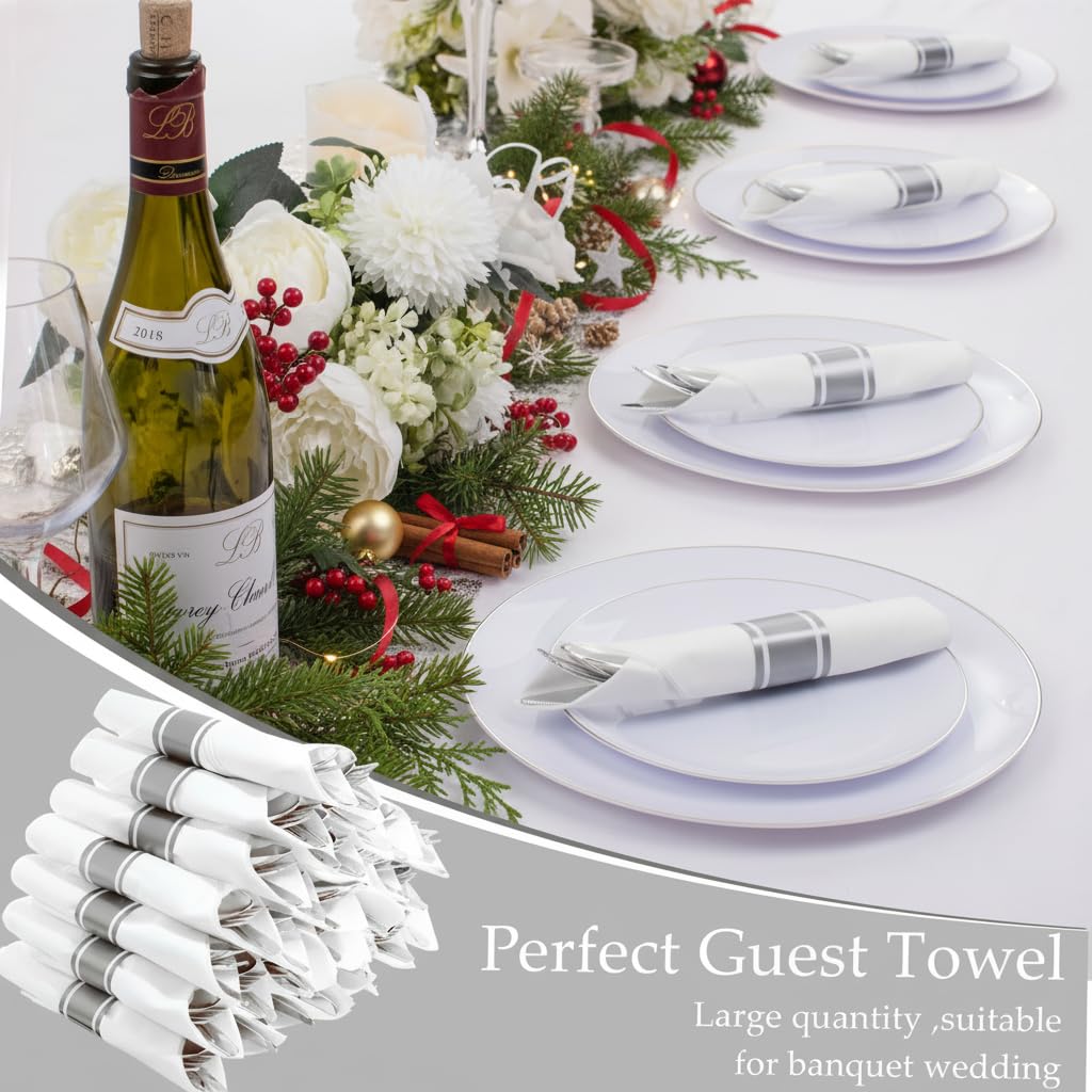 120 Pack Black Plastic Silverware Rolled Silverware Disposable | Pre Rolled Silverware Set Disposable Wrapped Cutlery Set for Catering, Parties, Wedding, Birthday& Special Events