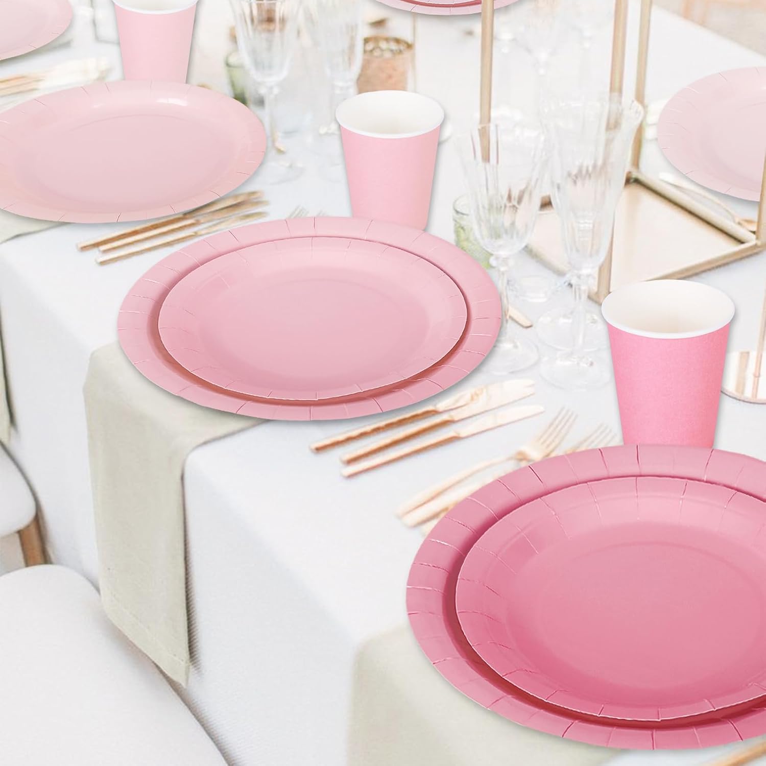 Whaline 244 Pcs Neon Party Supplies Set Include 7 & 9 Inch Rainbow Color Paper Plates Napkins 9oz Cups Disposable Dinnerware for Neon Glow Birthday Baby Shower Wedding Picnic Party, Serves 48 Guests