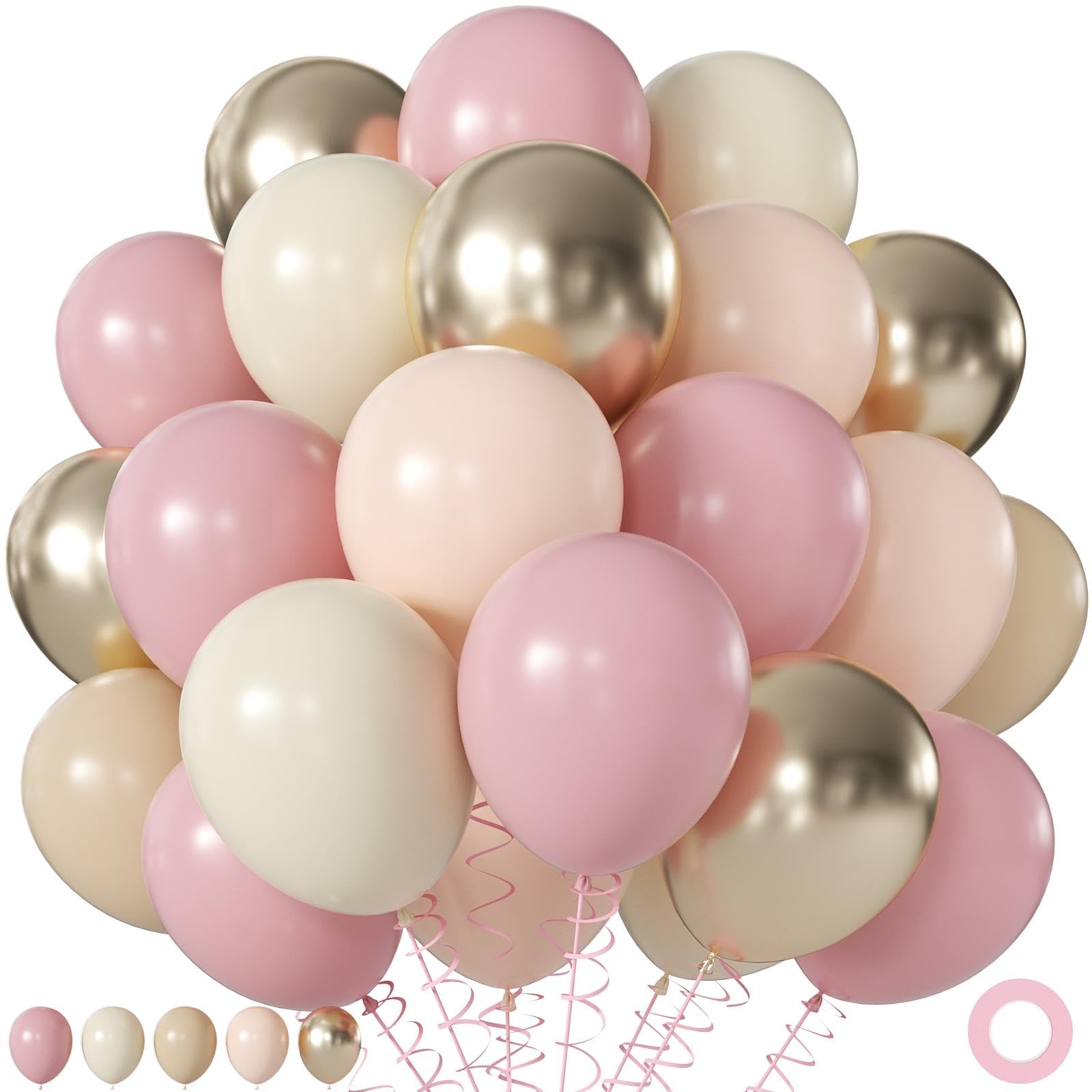 60Pc 12Inch Navy Blue, White and Gold Balloons with Metallic Gold Confetti Balloon