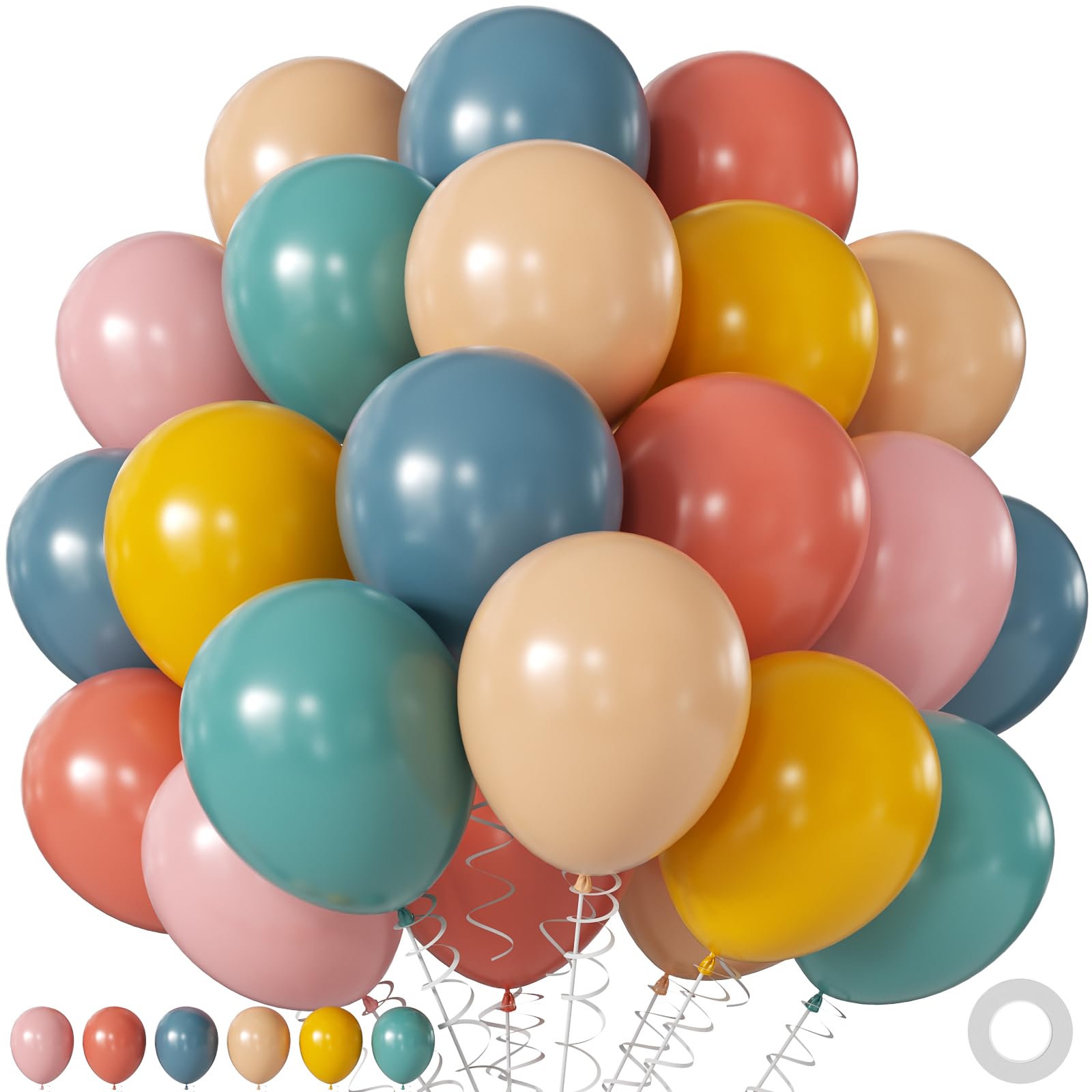 60Pc 12Inch Navy Blue, White and Gold Balloons with Metallic Gold Confetti Balloon