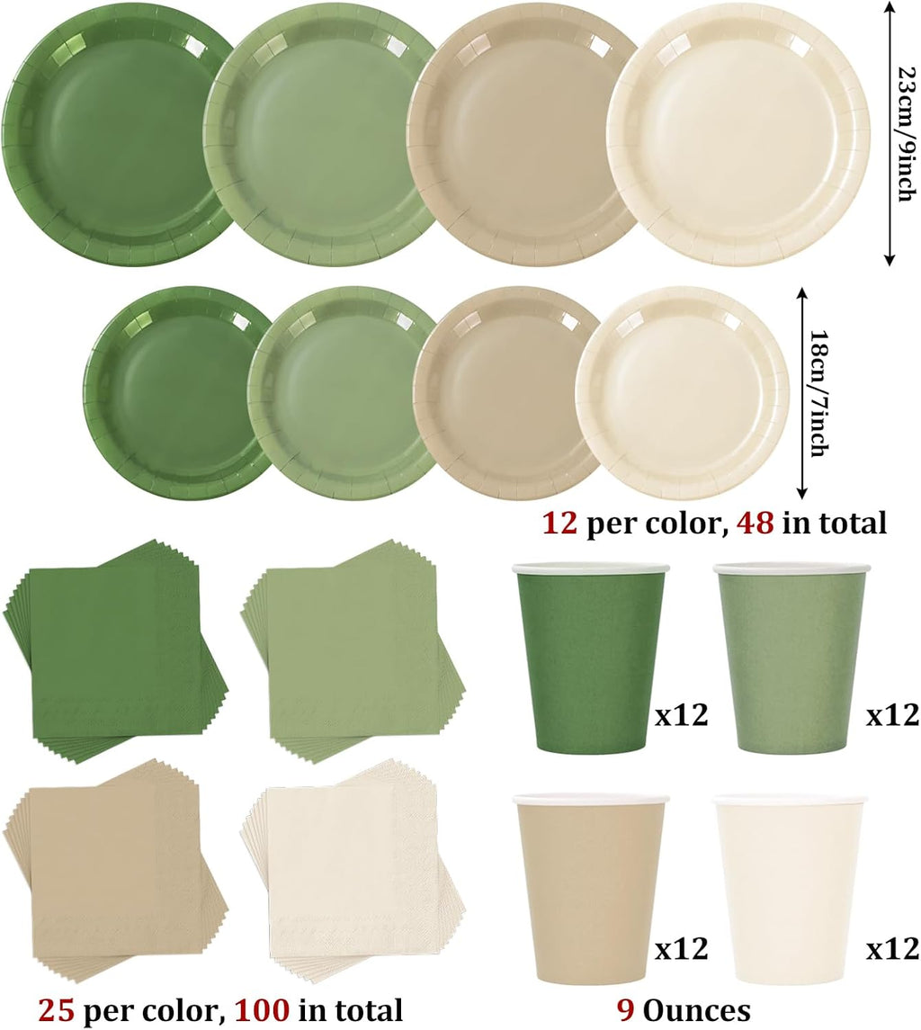 Whaline 244 Pcs Neon Party Supplies Set Include 7 & 9 Inch Rainbow Color Paper Plates Napkins 9oz Cups Disposable Dinnerware for Neon Glow Birthday Baby Shower Wedding Picnic Party, Serves 48 Guests