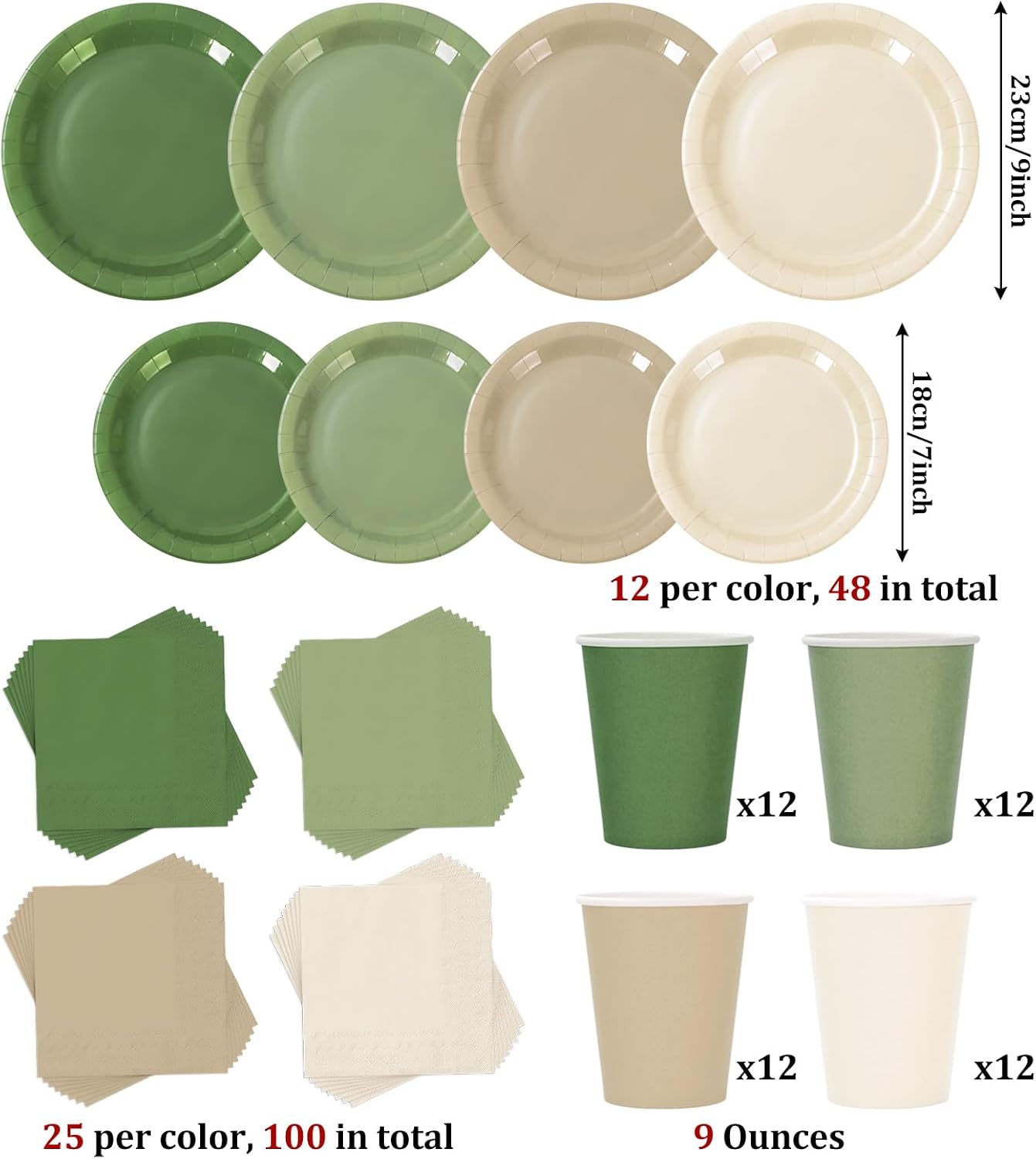 Whaline 244 Pcs Neon Party Supplies Set Include 7 & 9 Inch Rainbow Color Paper Plates Napkins 9oz Cups Disposable Dinnerware for Neon Glow Birthday Baby Shower Wedding Picnic Party, Serves 48 Guests