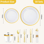 Goodluck 350 Pcs Clear Plastic Plates with Colored Rim,