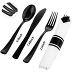 120 Pack Black Plastic Silverware Rolled Silverware Disposable | Pre Rolled Silverware Set Disposable Wrapped Cutlery Set for Catering, Parties, Wedding, Birthday& Special Events