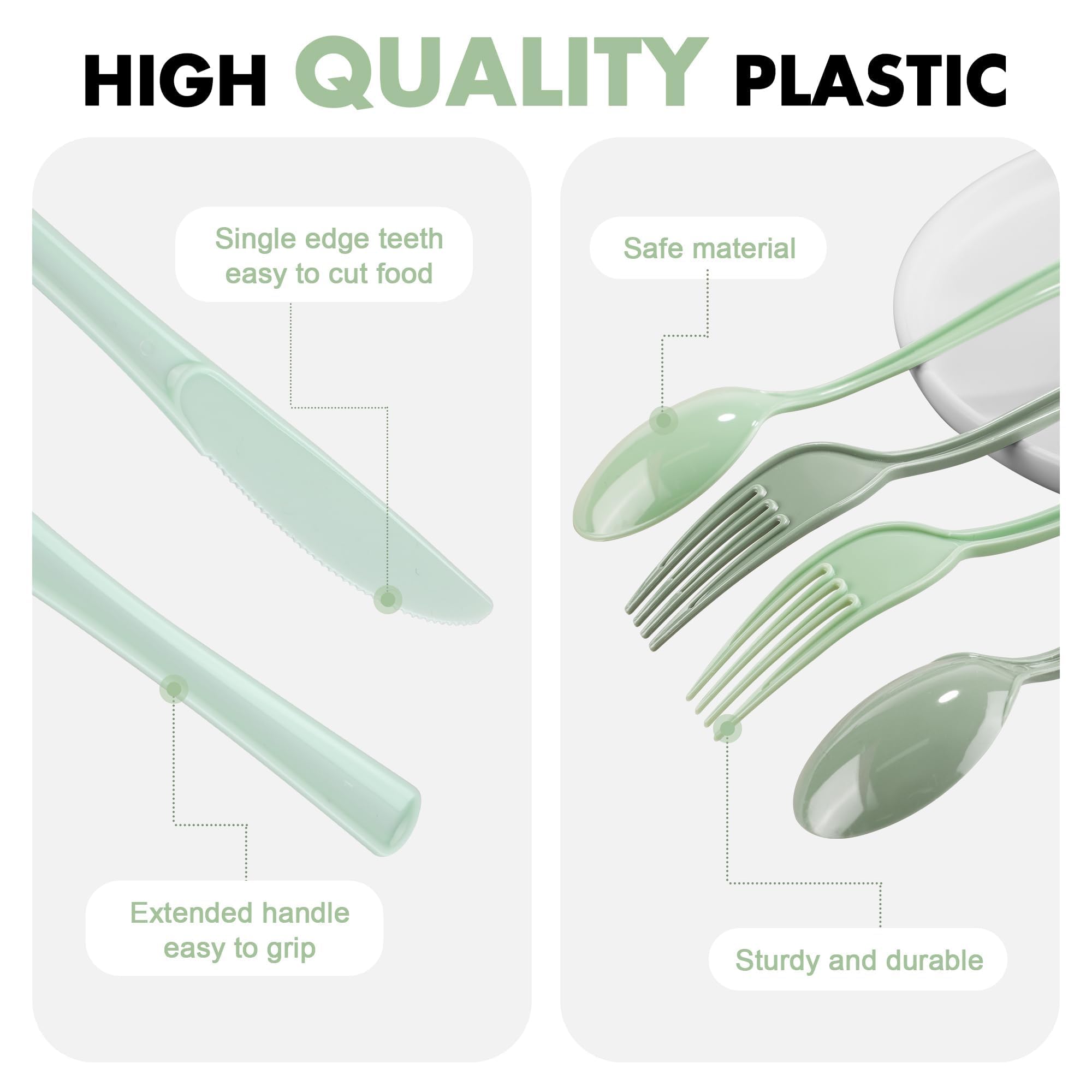 Kochorie 300 Pieces Plastic Silverware, Disposable heavy duty Utensils