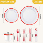 Goodluck 350 Pcs Clear Plastic Plates with Colored Rim,