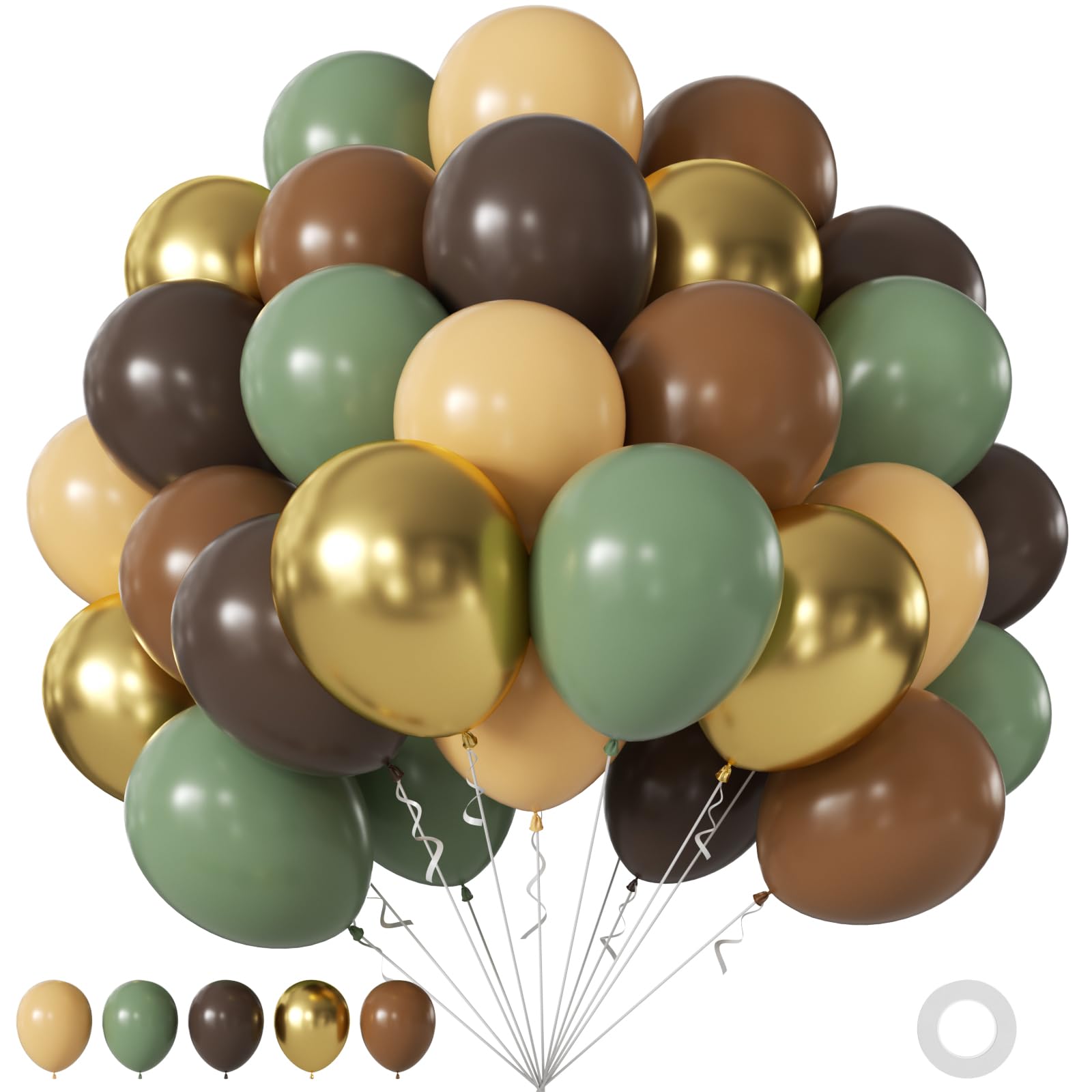 60Pc 12Inch Navy Blue, White and Gold Balloons with Metallic Gold Confetti Balloon