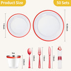 Goodluck 350 Pcs Clear Plastic Plates with Colored Rim,