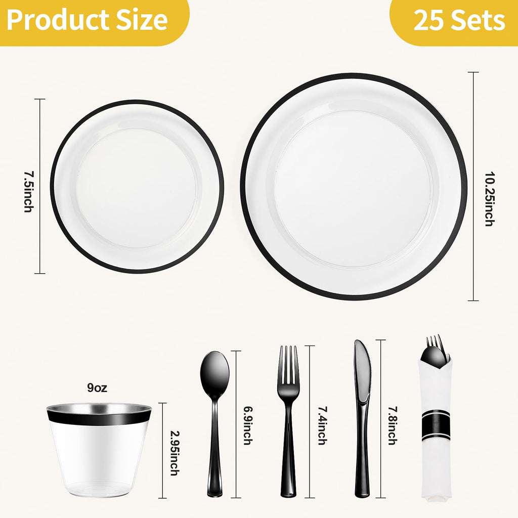 Goodluck 350 Pcs Clear Plastic Plates with Colored Rim,