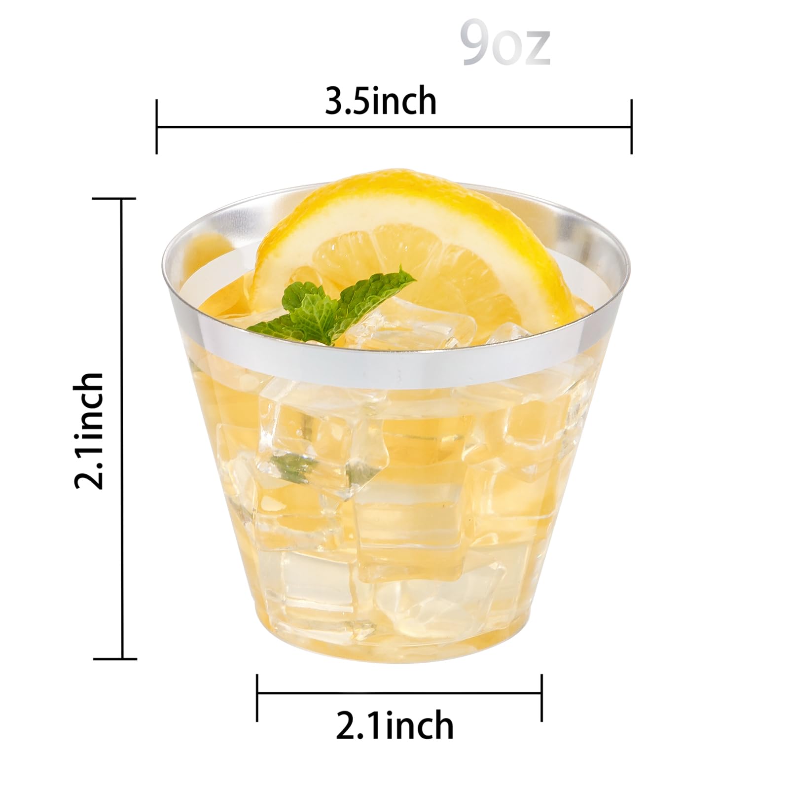 Nervure 120PC 9Oz Gold Rimmed Plastic Cups - Heavy Duty plastic
