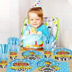 168Pcs 2nd Birthday Paper Plates Napkins Two Years Old Party Supplies | Disposable Tableware Set for Boys Birthday Party Serve 24 Guests