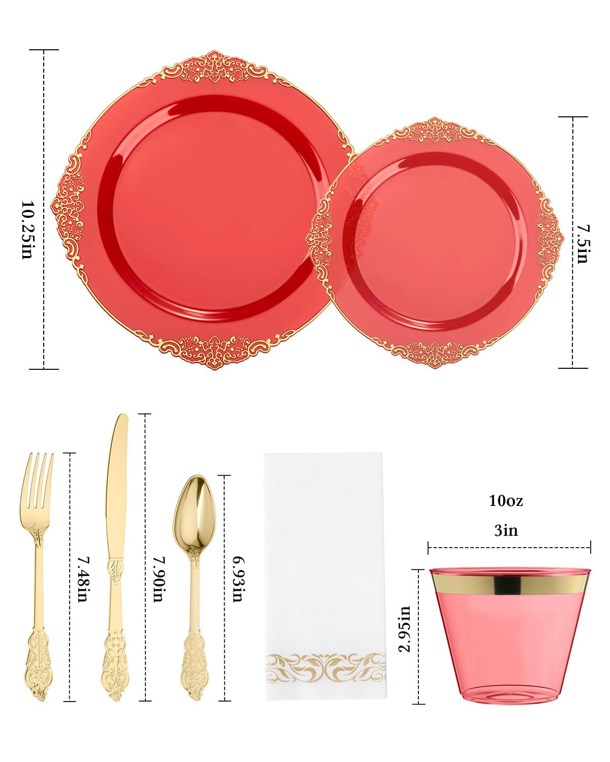 Bestluck 175PC Disposable Clear Plastic Complete Dinner Set for 25 Guests
