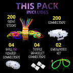 Ammy Glow Glow Sticks (205 Pcs Kit) Bulk Party Pack