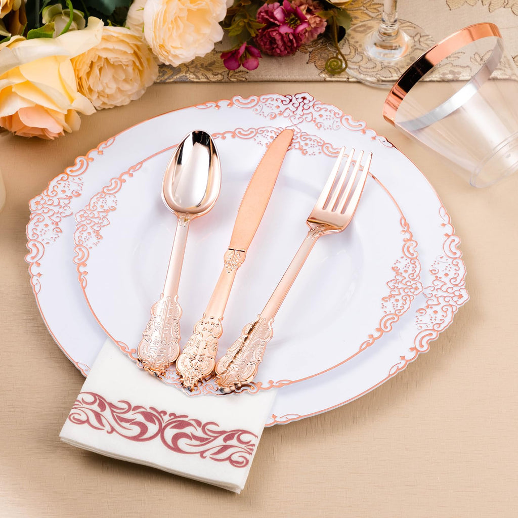 Bestluck 175PC Disposable Clear Plastic Complete Dinner Set for 25 Guests
