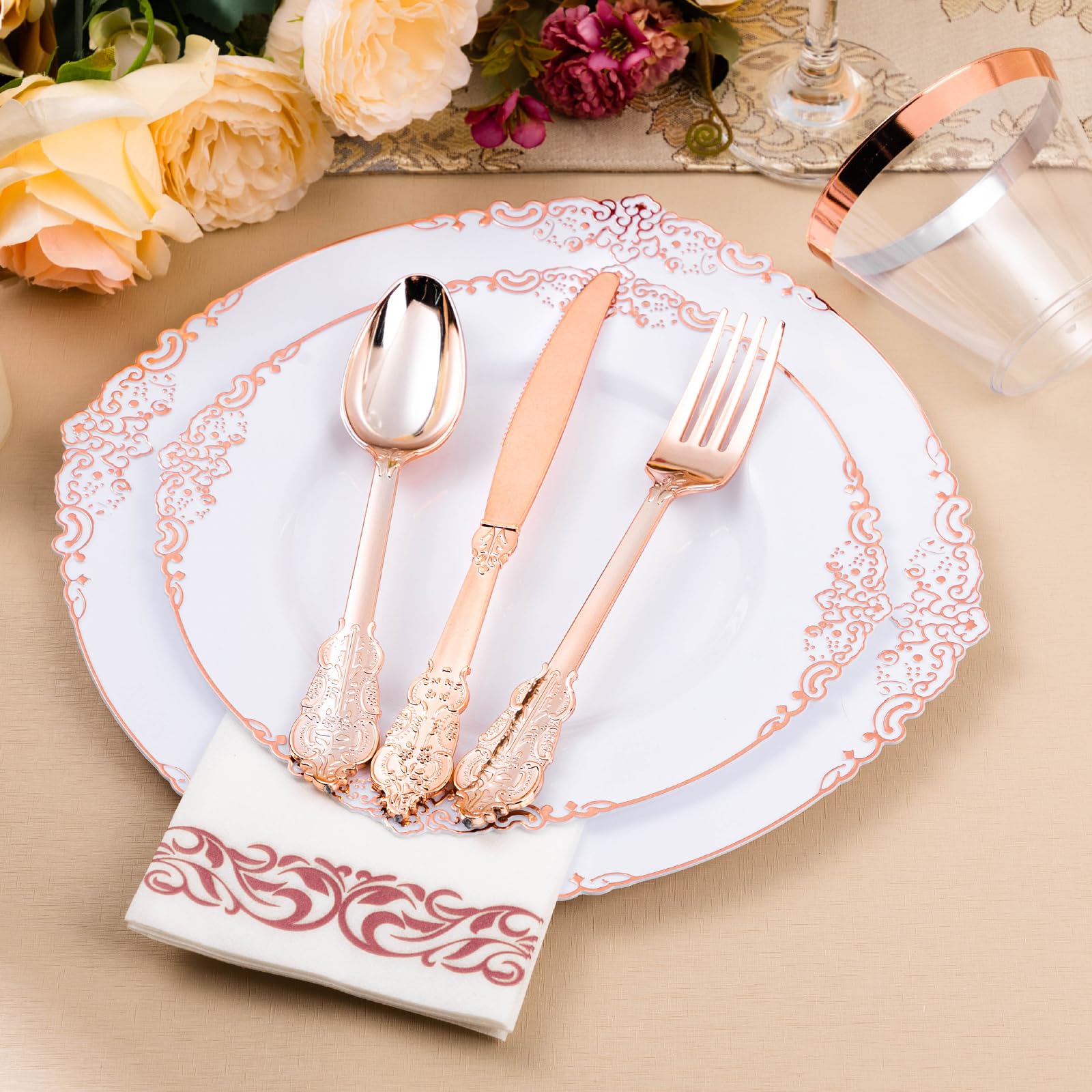 Bestluck 175PC Disposable Clear Plastic Complete Dinner Set for 25 Guests