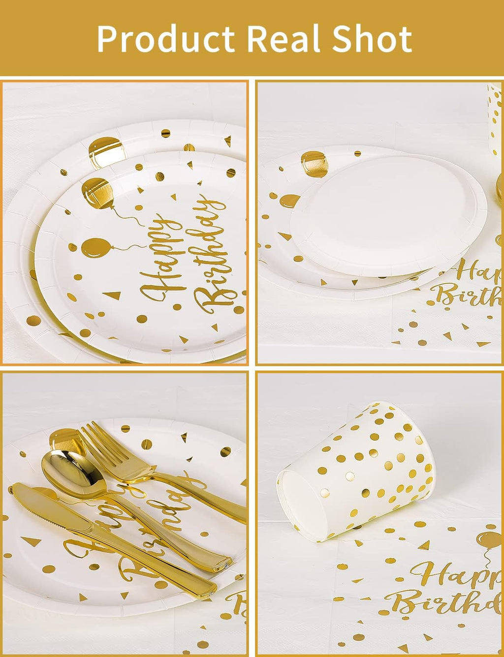 Nkaiso 161 Pcs Purple Gold Birthday Plates and Napkins Set -20 Serves | Party Supplies Set with Paper Plates Cups Napkins & Silverware, for Birthday Party Decorations