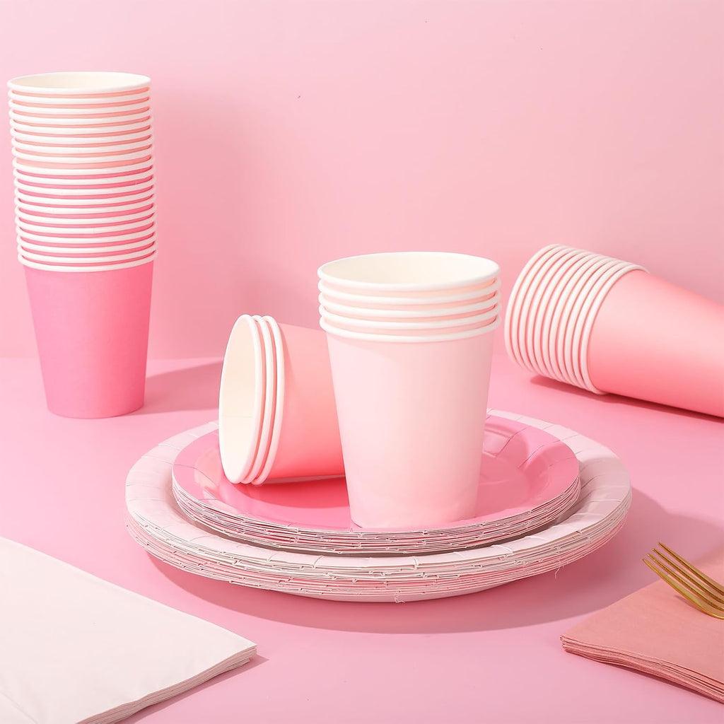 Whaline 244 Pcs Neon Party Supplies Set Include 7 & 9 Inch Rainbow Color Paper Plates Napkins 9oz Cups Disposable Dinnerware for Neon Glow Birthday Baby Shower Wedding Picnic Party, Serves 48 Guests