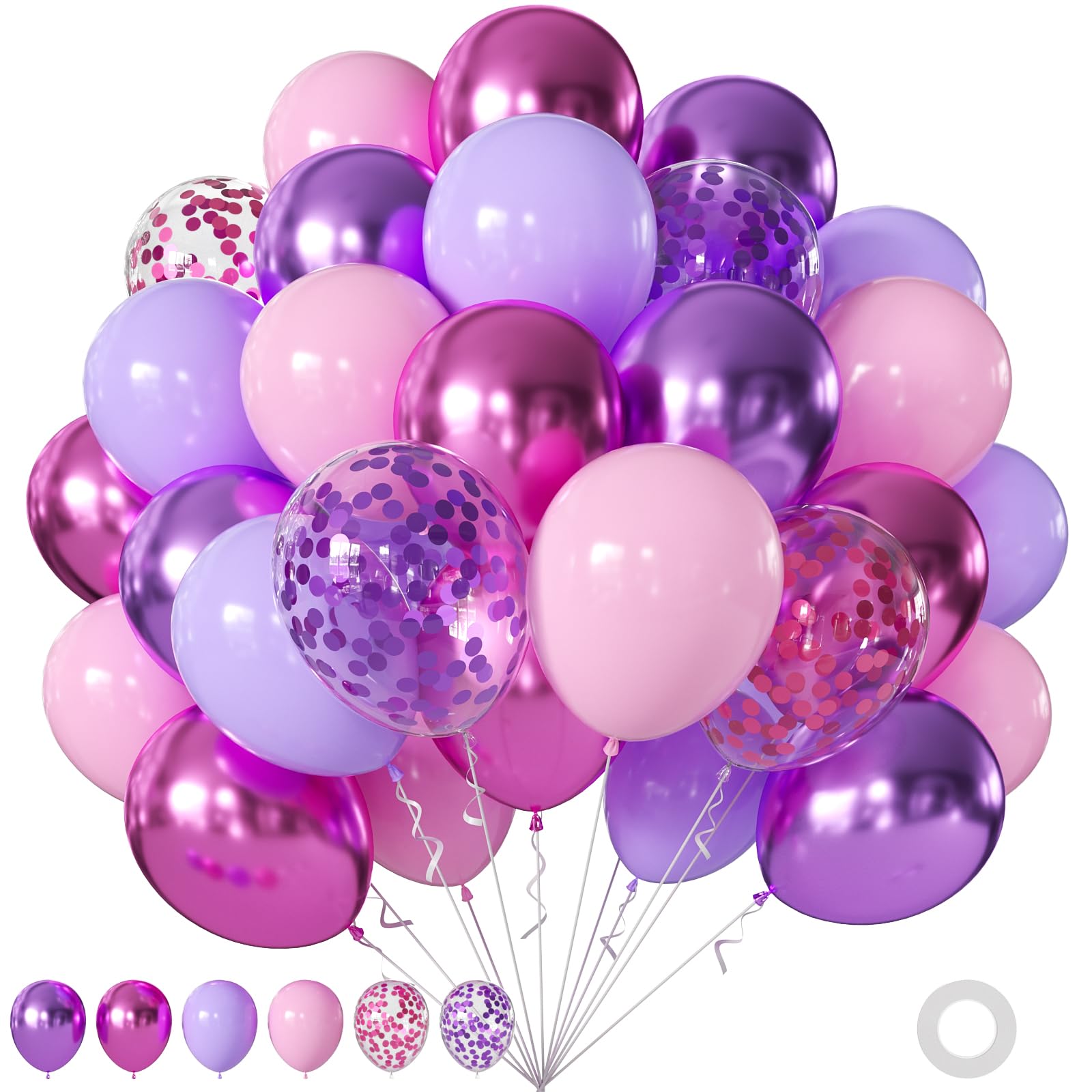 60Pc 12Inch Navy Blue, White and Gold Balloons with Metallic Gold Confetti Balloon