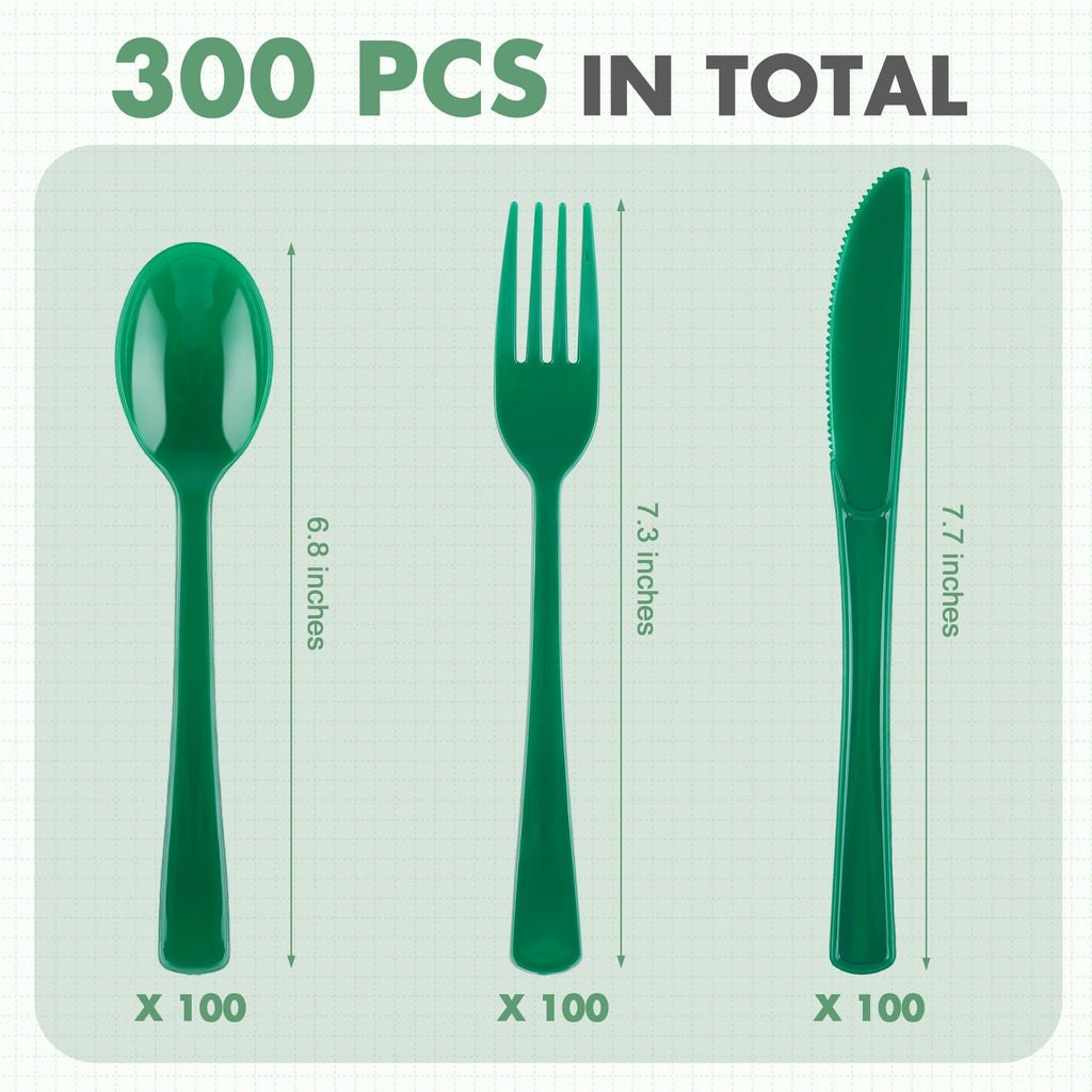 Kochorie 300 Pieces Plastic Silverware, Disposable heavy duty Utensils