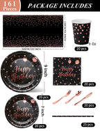 Nkaiso 161 Pcs Purple Gold Birthday Plates and Napkins Set -20 Serves | Party Supplies Set with Paper Plates Cups Napkins & Silverware, for Birthday Party Decorations