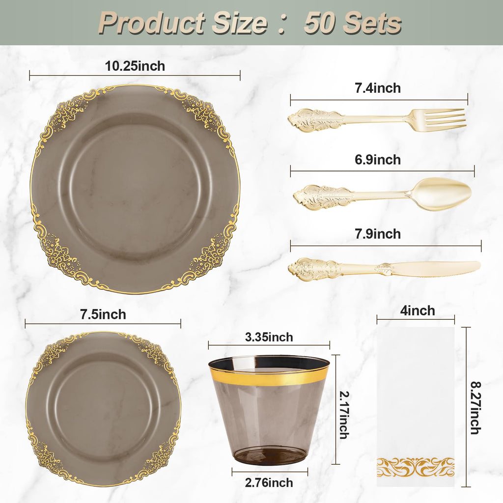 Bestluck 175PC Disposable Clear Plastic Complete Dinner Set for 25 Guests