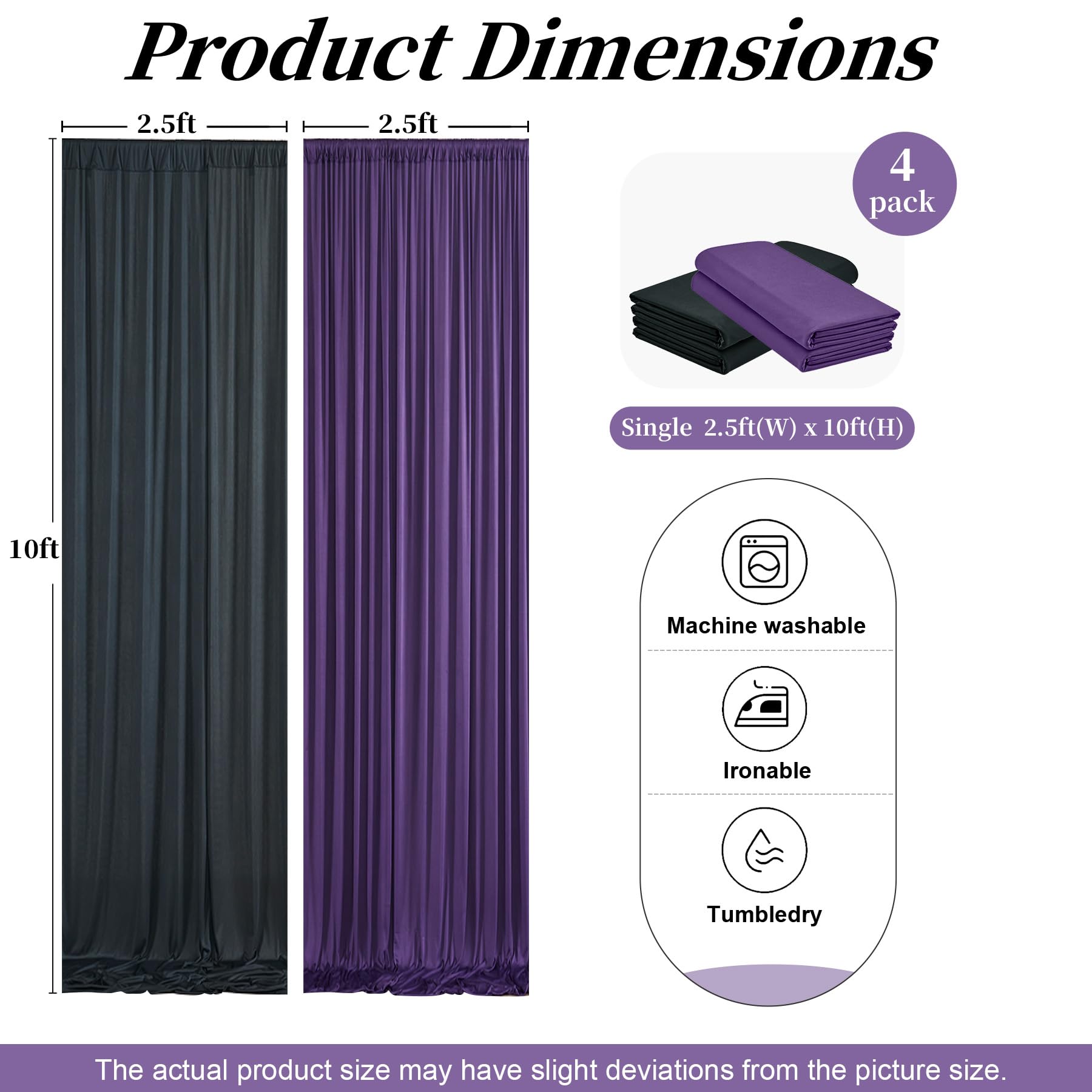 10ft x 15ft Wrinkle Free Photography Backdrop Drapes, 6 Panels