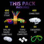 Ammy Glow Glow Sticks (205 Pcs Kit) Bulk Party Pack