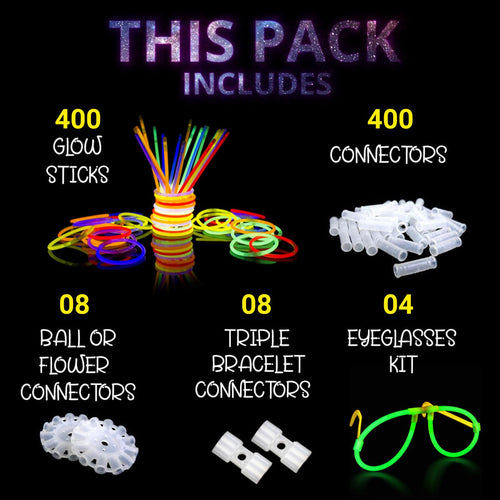 Ammy Glow Glow Sticks (205 Pcs Kit) Bulk Party Pack