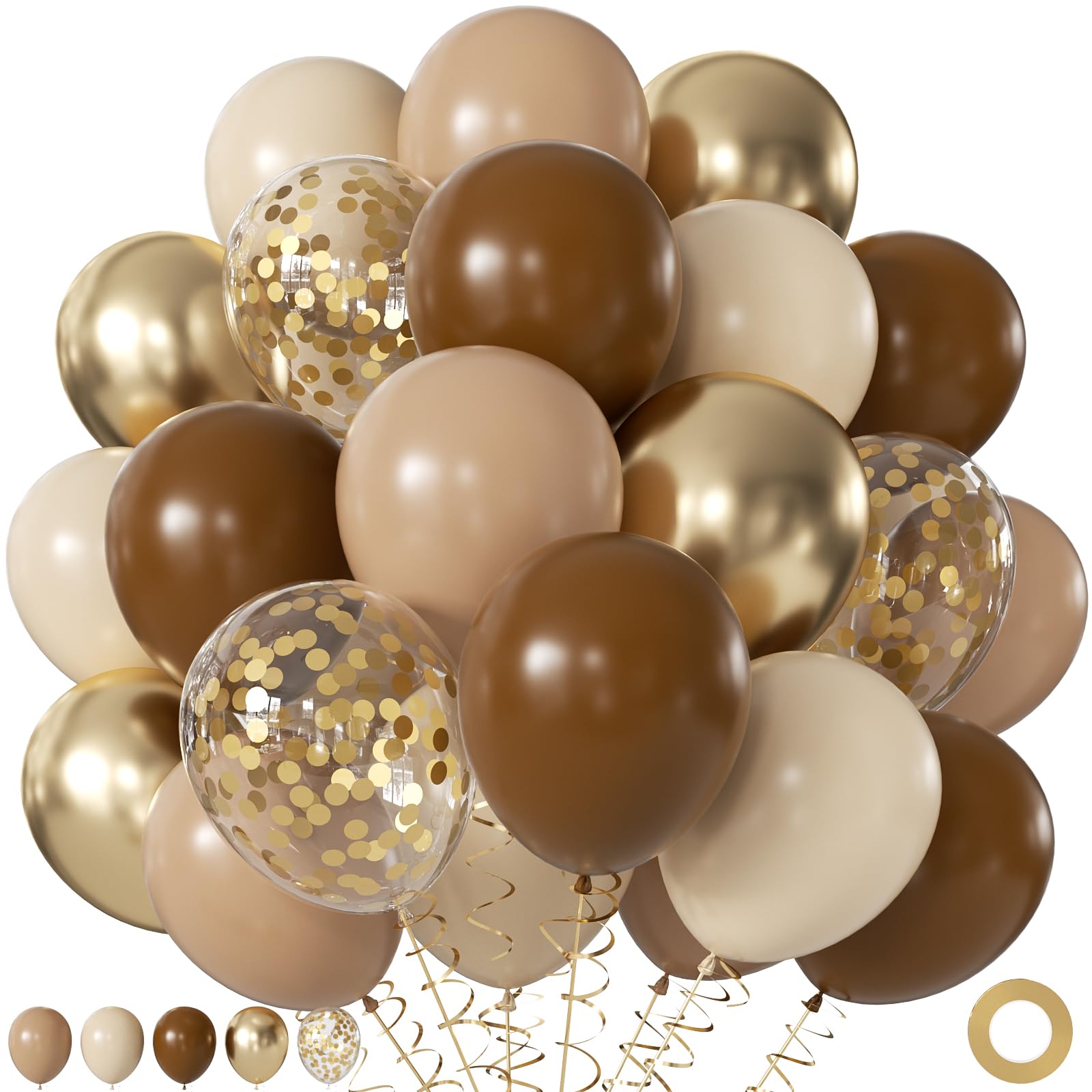 60Pc 12Inch Navy Blue, White and Gold Balloons with Metallic Gold Confetti Balloon