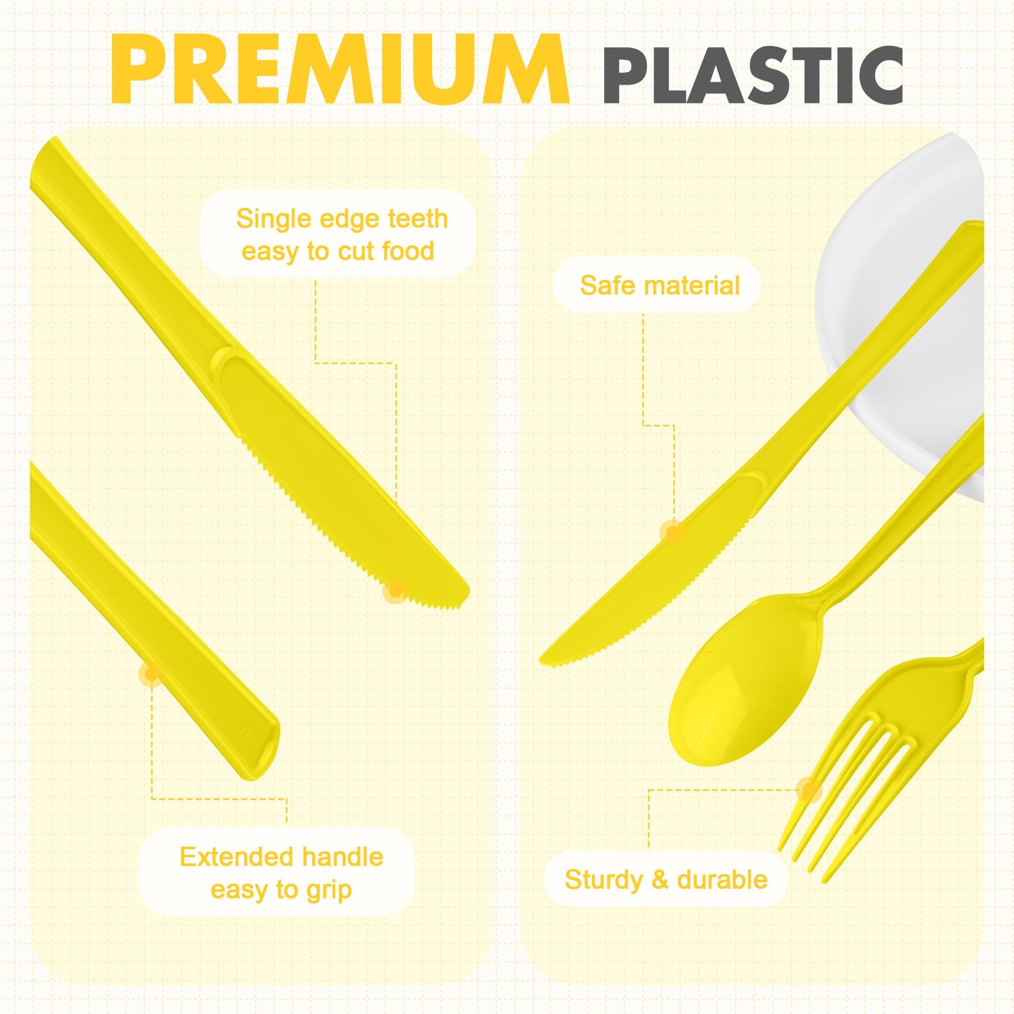 Kochorie 300 Pieces Plastic Silverware, Disposable heavy duty Utensils