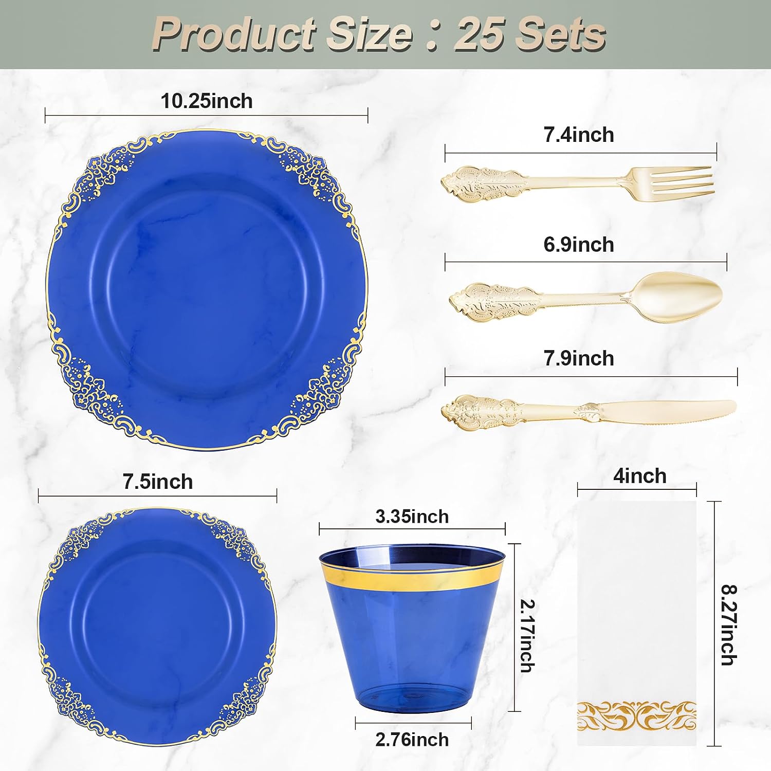 Bestluck 175PC Disposable Clear Plastic Complete Dinner Set for 25 Guests