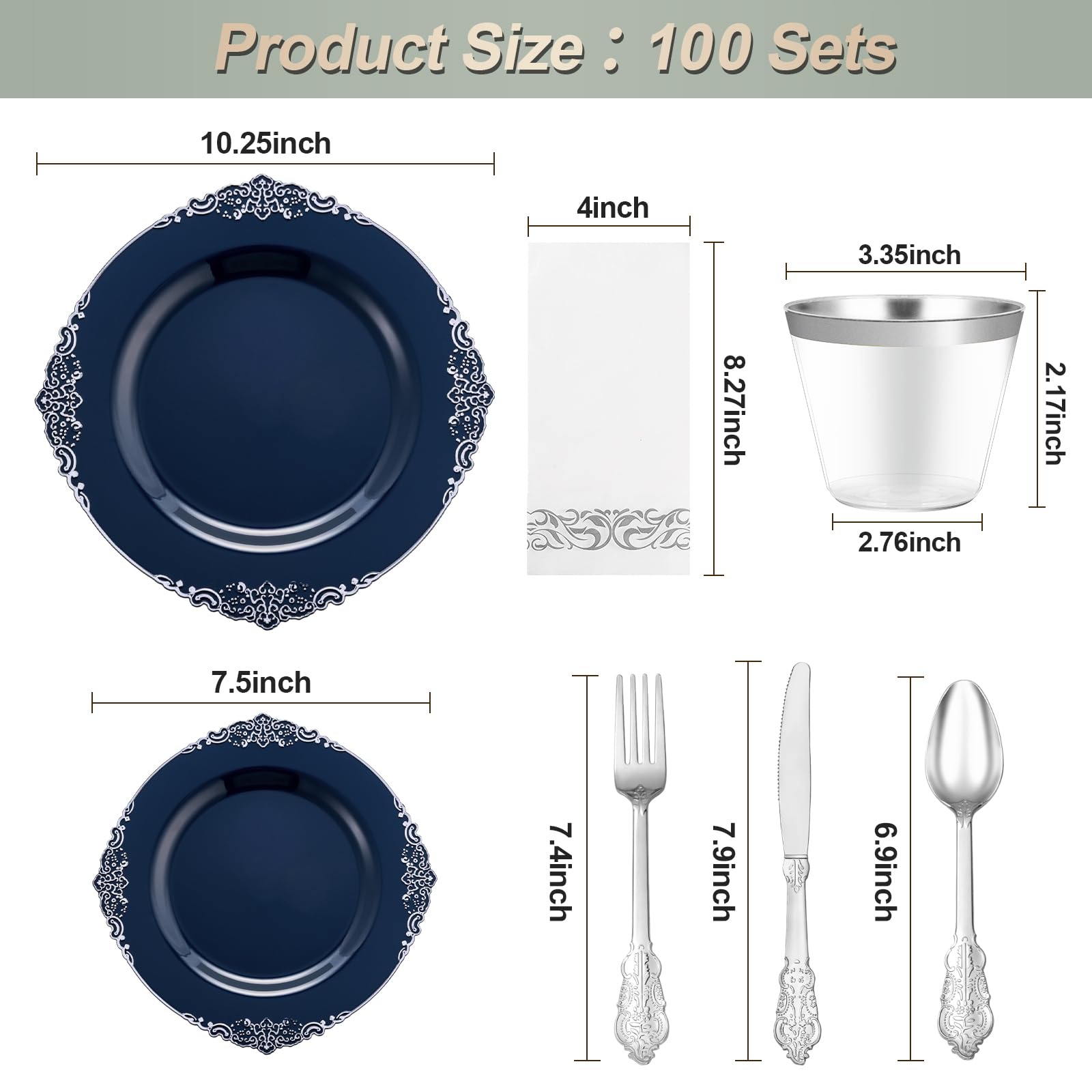 Bestluck 175PC Disposable Clear Plastic Complete Dinner Set for 25 Guests