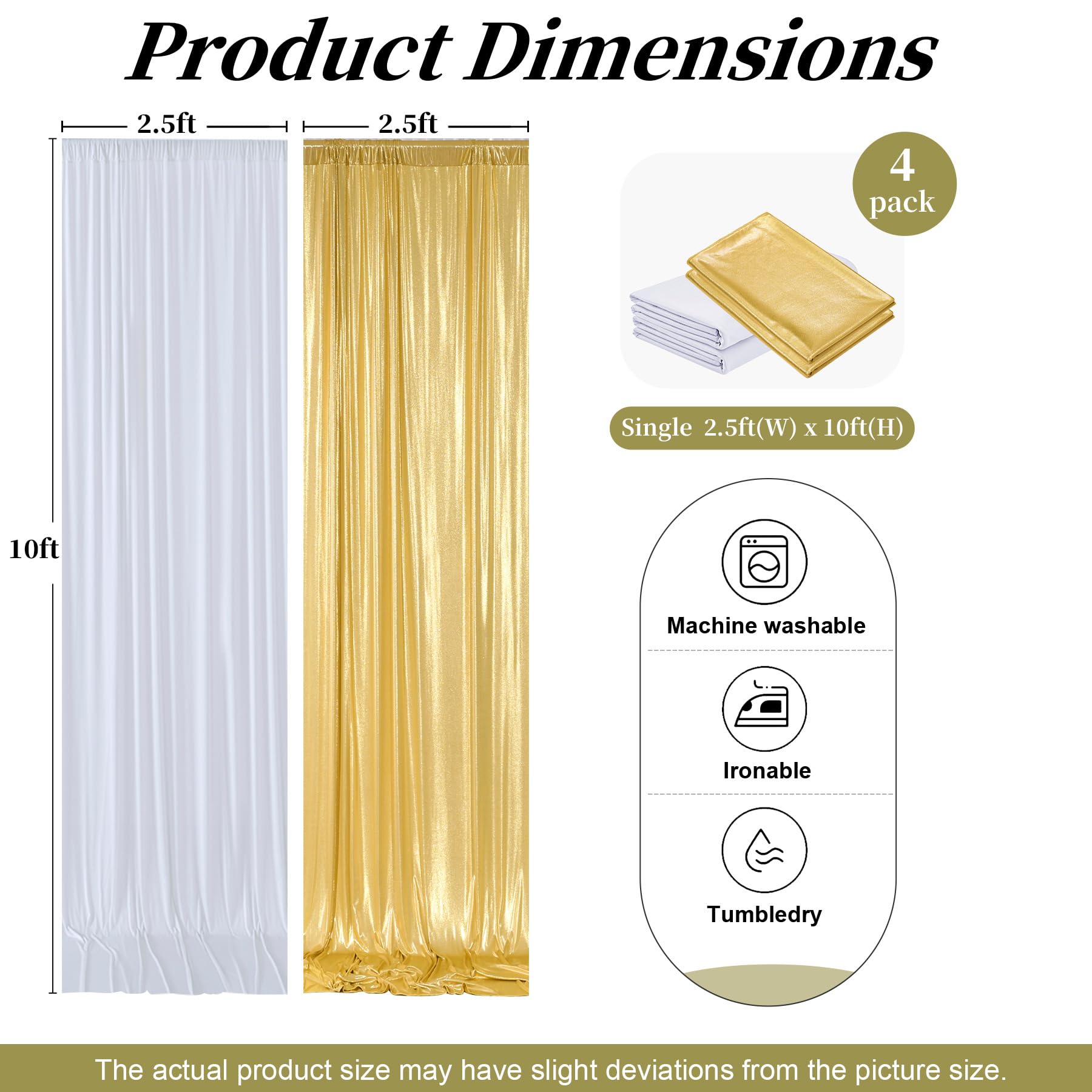 10ft x 15ft Wrinkle Free Photography Backdrop Drapes, 6 Panels