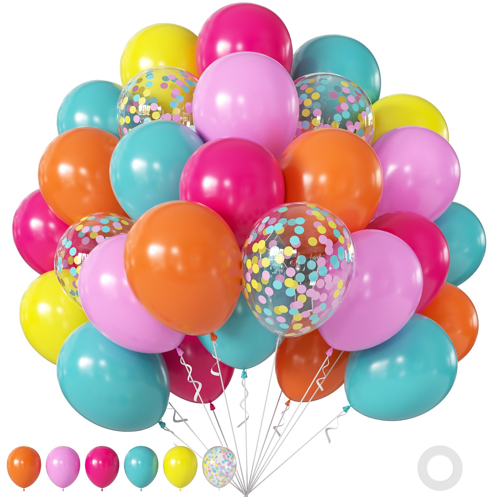 60Pc 12Inch Navy Blue, White and Gold Balloons with Metallic Gold Confetti Balloon