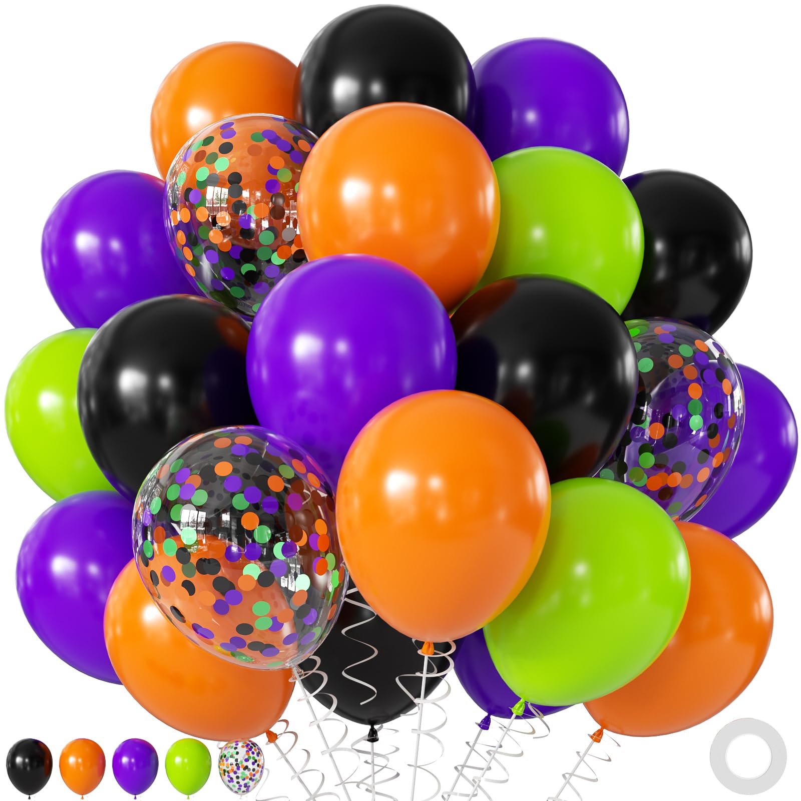 60Pc 12Inch Navy Blue, White and Gold Balloons with Metallic Gold Confetti Balloon