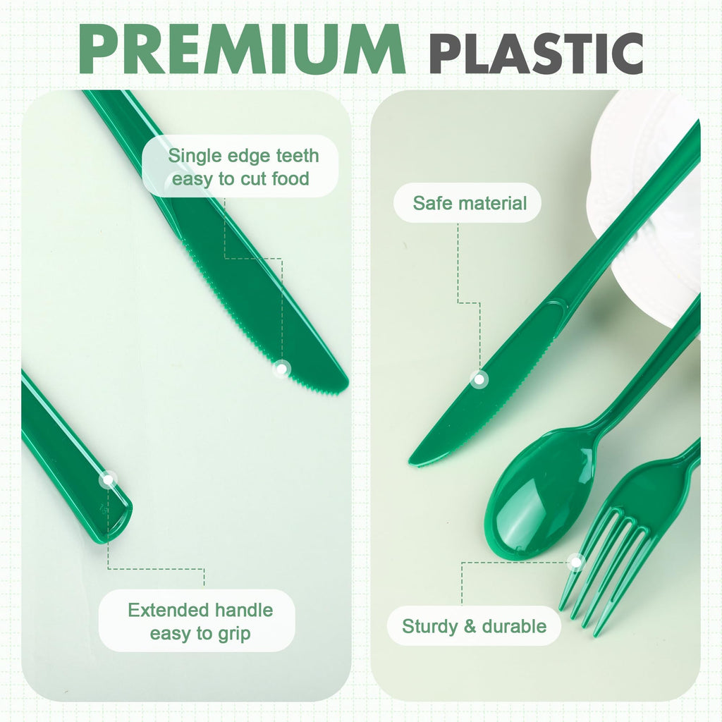 Kochorie 300 Pieces Plastic Silverware, Disposable heavy duty Utensils