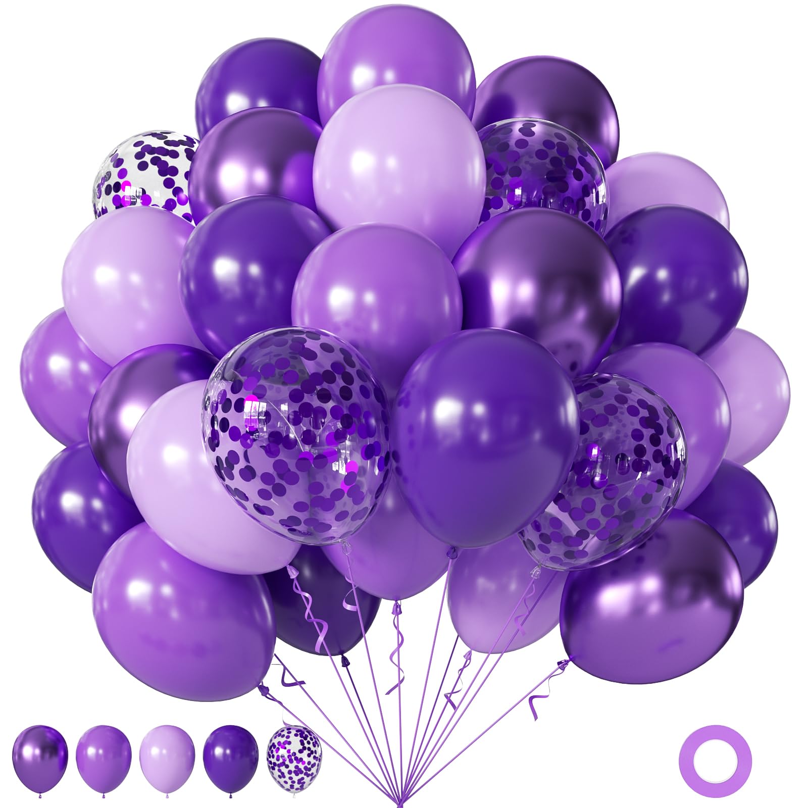 60Pc 12Inch Navy Blue, White and Gold Balloons with Metallic Gold Confetti Balloon