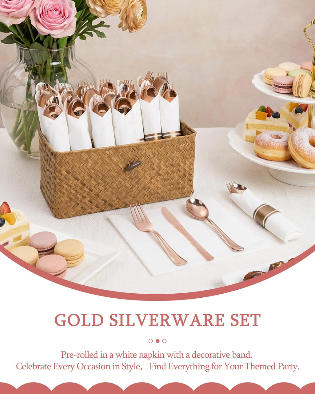120 Pack Black Plastic Silverware Rolled Silverware Disposable | Pre Rolled Silverware Set Disposable Wrapped Cutlery Set for Catering, Parties, Wedding, Birthday& Special Events