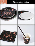 Nkaiso 161 Pcs Purple Gold Birthday Plates and Napkins Set -20 Serves | Party Supplies Set with Paper Plates Cups Napkins & Silverware, for Birthday Party Decorations