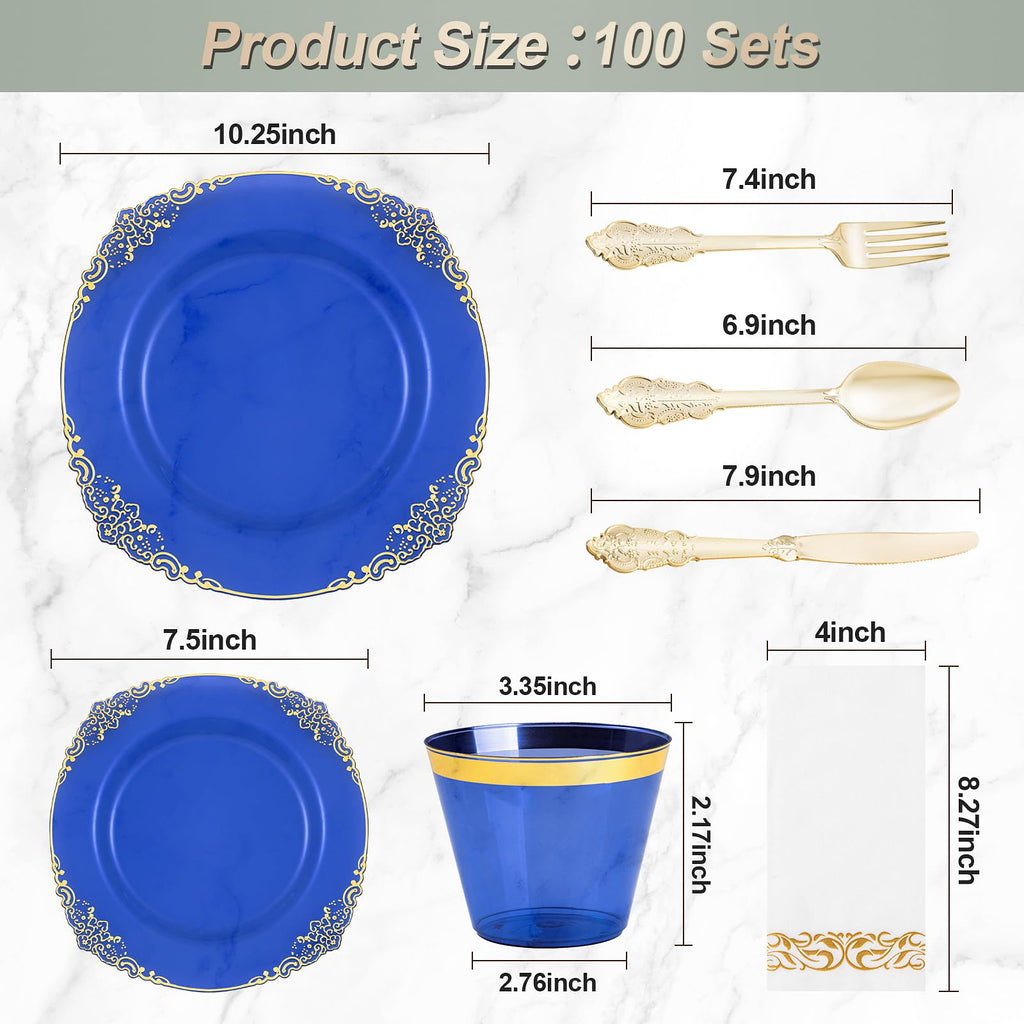 Bestluck 175PC Disposable Clear Plastic Complete Dinner Set for 25 Guests