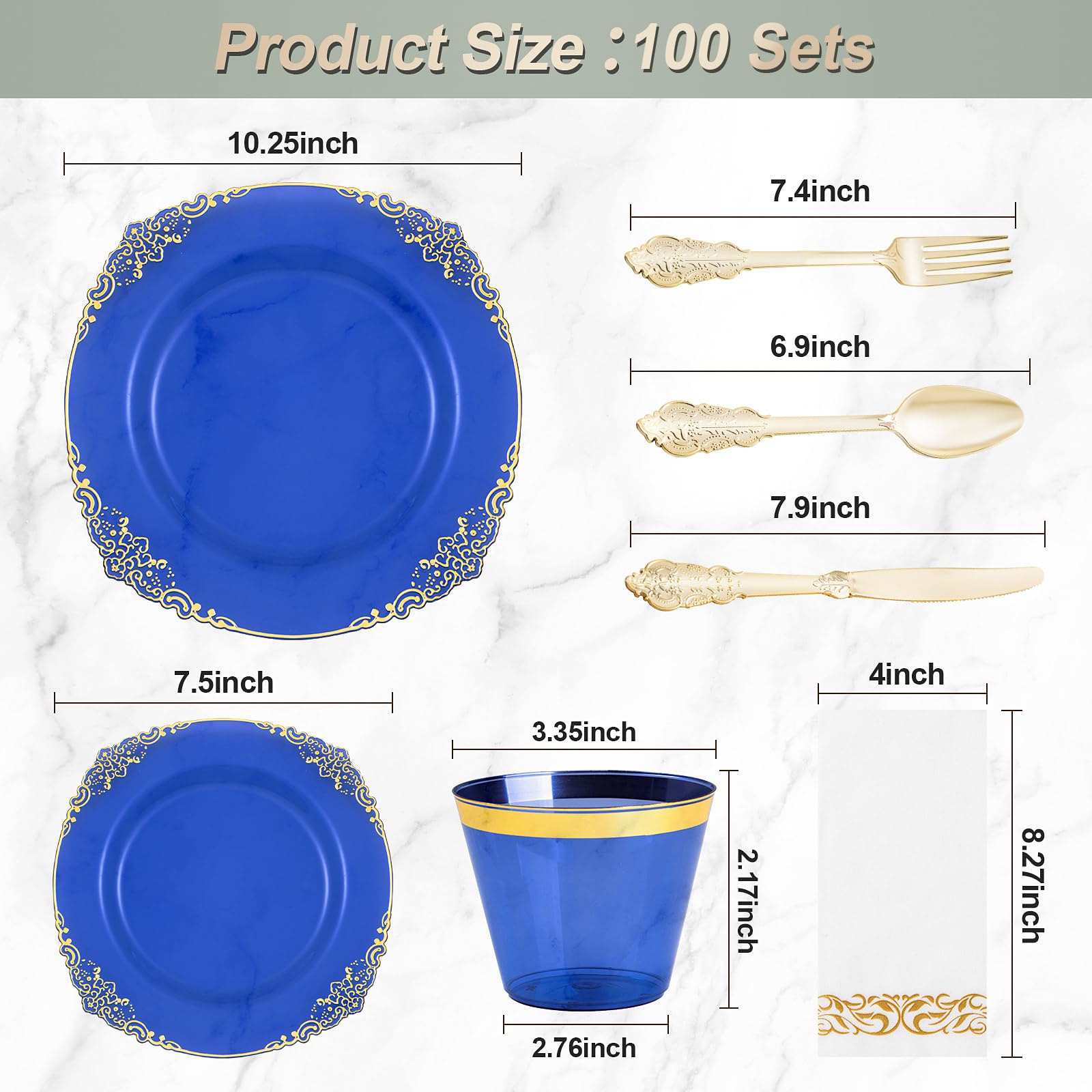 Bestluck 175PC Disposable Clear Plastic Complete Dinner Set for 25 Guests