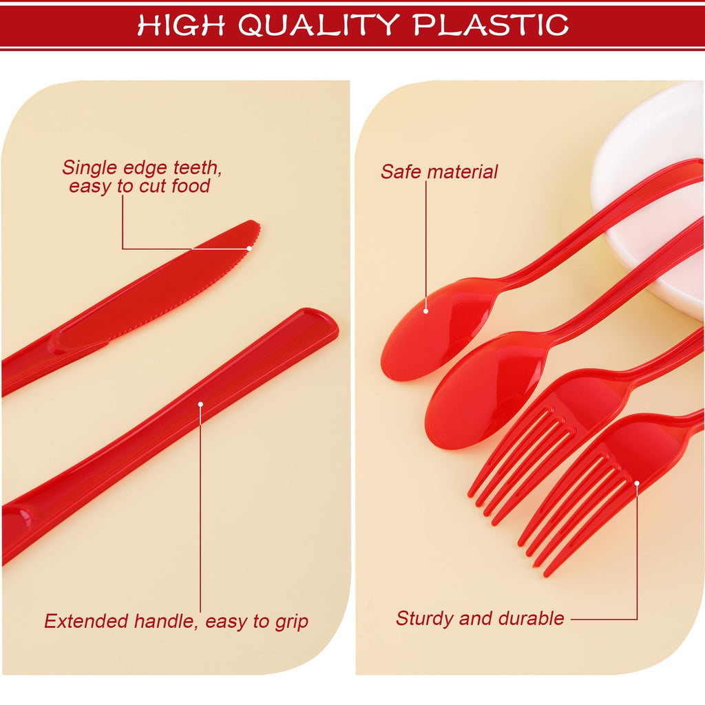 Kochorie 300 Pieces Plastic Silverware, Disposable heavy duty Utensils